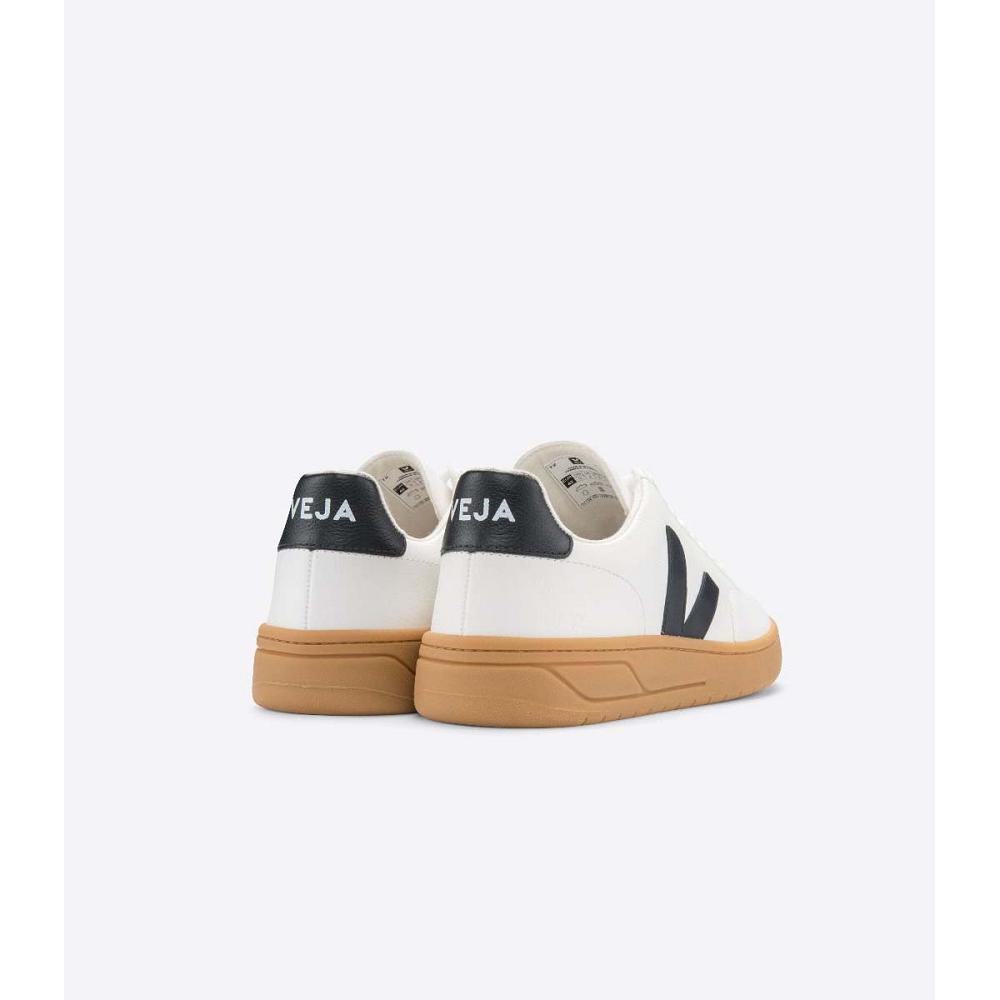 Women's Veja V-12 LEATHER Sneakers White/Black | ZA 667CTV